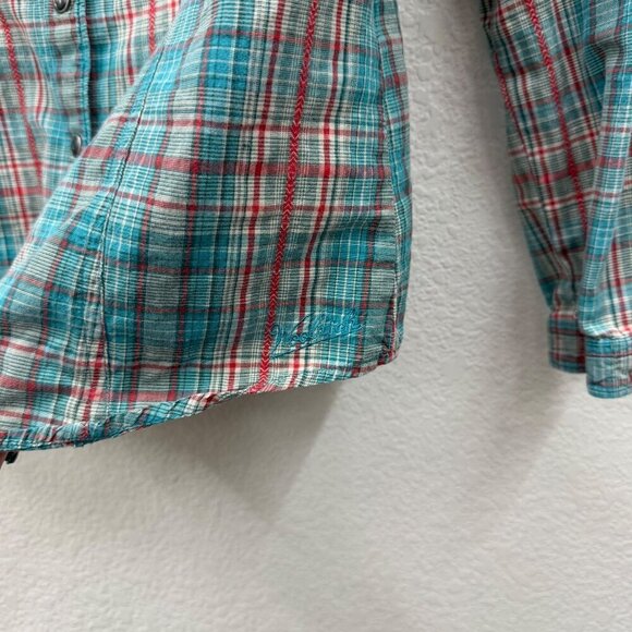 Woolrich Plaid Pearl Snap Cotton Long Sleeve Button Up Shirt Womens size Medium - Picture 4 of 7